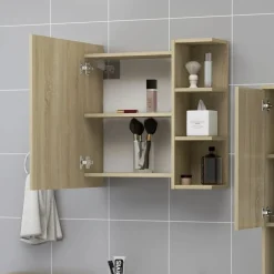 Armoires & Meubles De Rangement-vidaXL Armoire à miroir de salle de bain Chêne sonoma Bois ingénierie Ch&ecirc;ne sonoma