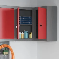 Accessoires De Quincaillerie-vidaXL Armoire à outils avec étagère et Gris 55 x 55 x 55 cm Rouge