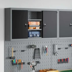 Accessoires De Quincaillerie-vidaXL Armoire à outils avec étagère et gris 50 x 20 x 55 cm Noir