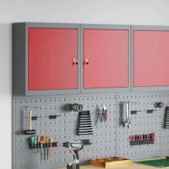 Accessoires De Quincaillerie-vidaXL Armoire à outils avec étagère et Gris 50 x 20 x 55 cm Rouge