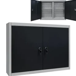 vidaXL Armoire à outils murale Style Industriel Métal Gris et noir