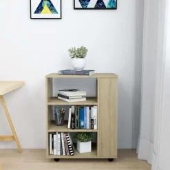 Armoires & Meubles De Rangement-vidaXL Armoire à roulettes Chêne Sonoma 60x35x75 cm Bois d’ingénierie Ch&ecirc;ne sonoma
