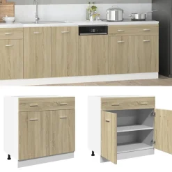 Armoires & Meubles De Rangement-vidaXL Armoire à tiroirs inférieure "Lyon" Chêne Sonoma 80 x 46 x 81,5 cm Bois d'ingénierie Ch&ecirc;ne sonoma
