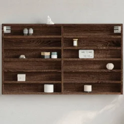 Étagères-vidaXL Armoire à vitrine chêne marron 100x8,5x58 cm bois d'ingénierie Ch&ecirc;ne marron
