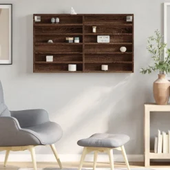 Étagères-vidaXL Armoire à vitrine chêne marron 100x8,5x58 cm bois d'ingénierie Ch&ecirc;ne marron