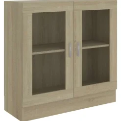 Étagères-vidaXL Armoire à vitrine Chêne sonoma 82,5x30,5x80cm Bois d'ingénierie Ch&ecirc;ne sonoma