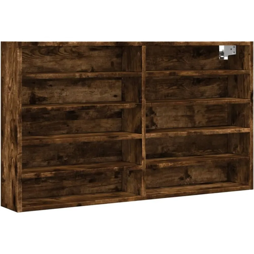 Étagères-vidaXL Armoire à vitrine chêne fumé 100x15x58 cm bois d'ingénierie Chêne fumé