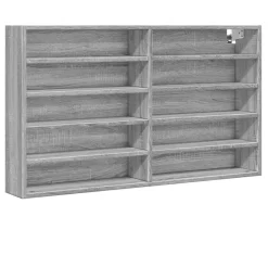 Étagères-vidaXL Armoire à vitrine 100x15x58 cm bois d'ingénierie Sonoma gris