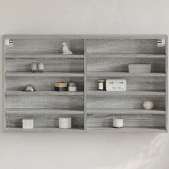 Étagères-vidaXL Armoire à vitrine 100x15x58 cm bois d'ingénierie Sonoma gris