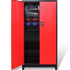 vidaXL Armoire avec coffre à outils Acier 90x40x180 cm Rouge et noir