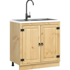 vidaXL Armoire avec porte SKI Brun Miel 80 x 46 x 81,5 cm Pin massif