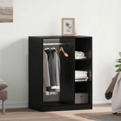 Produits Ménagers-vidaXL Armoire avec étagère avec stockage Chêne noir 77 x 48 x 102 cm Ch&ecirc;ne noir