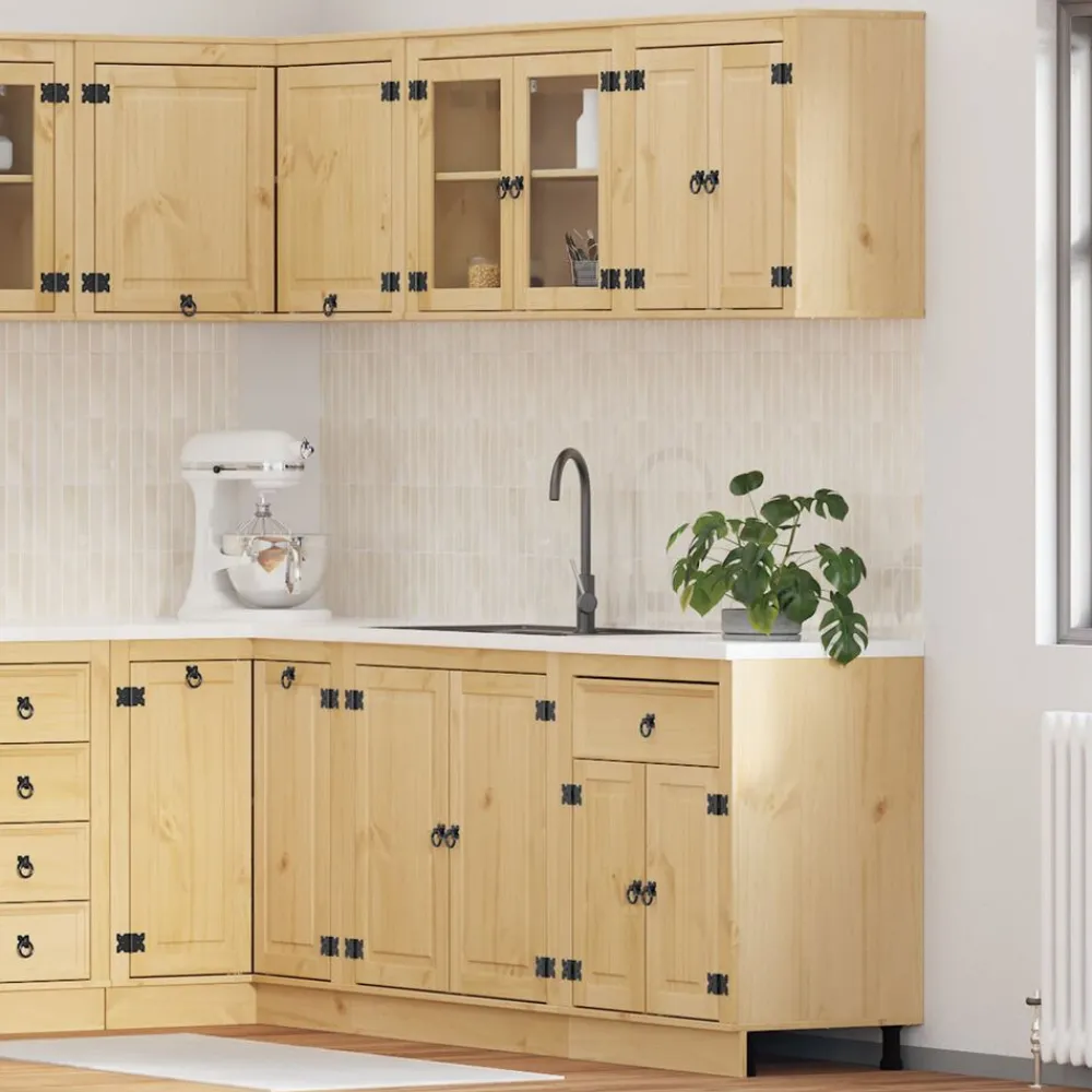 Ensembles De Meubles-vidaXL Armoire avec étagère avec porte SKI 4 pcs Brun Miel Pin massif