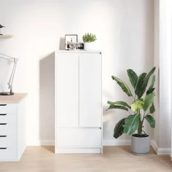 Armoires & Meubles De Rangement-vidaXL Armoire avec tiroir 55,5x34x119,5 cm bois d'ingénierie Blanc