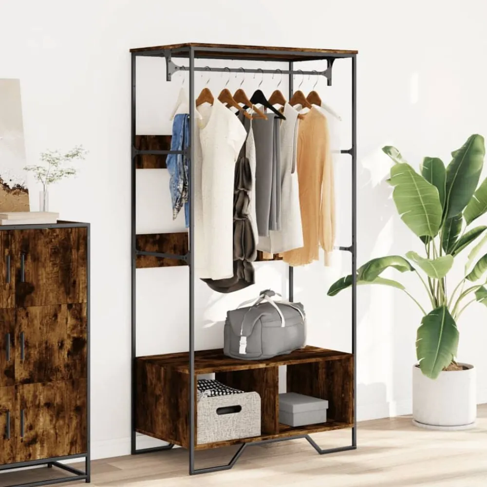 Produits Ménagers-vidaXL Armoire chêne fumé 90x50x180 cm bois d'ingénierie Chêne fumé