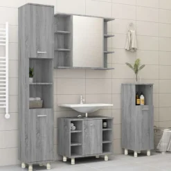 Ensembles De Meubles-vidaXL Armoire de bain 30x30x95 cm Bois d'ingénierie Sonoma gris