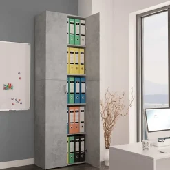 Armoires & Meubles De Rangement-vidaXL Armoire de bureau 60x32x190 cm Bois d'ingénierie Gris béton