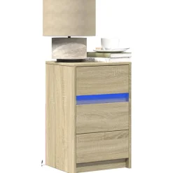 vidaXL Armoire de chevet avec lumières LED chêne sonoma