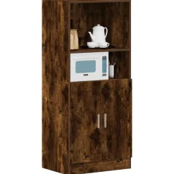 Armoires & Meubles De Rangement-vidaXL Armoire de cuisine chêne fumé 57x41,5x131,5 cm bois ingénierie Ch&ecirc;ne fumé