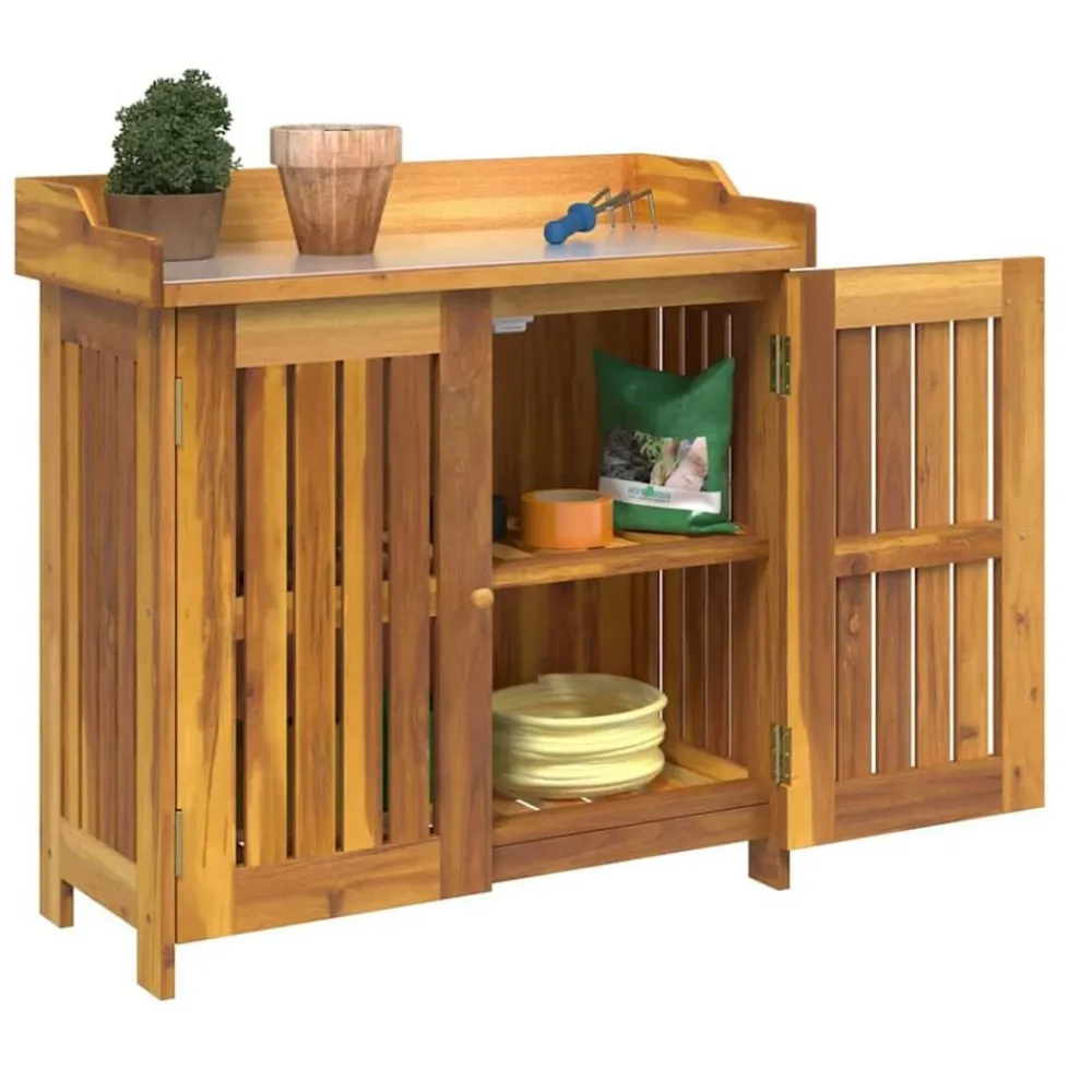 vidaXL Armoire de jardin avec étagère Naturel 78 x 36,5 x 78 cm