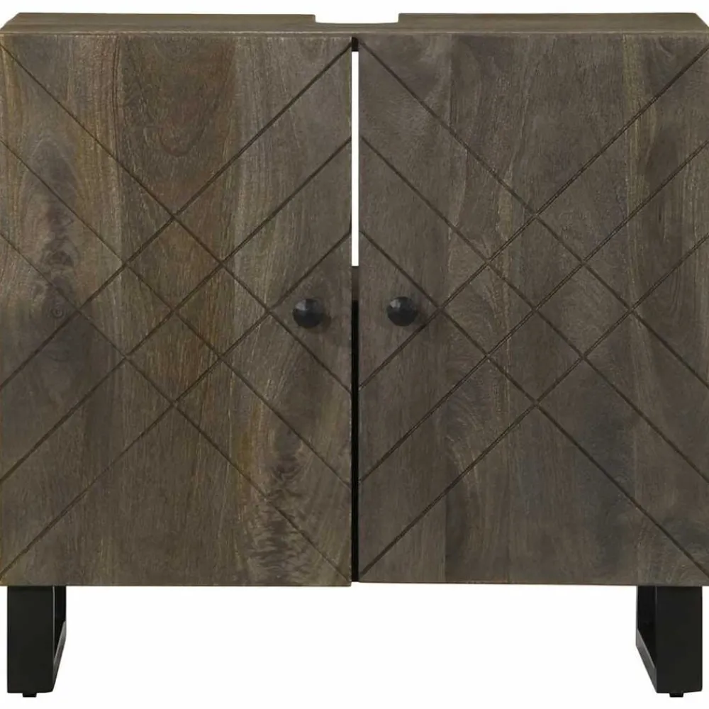 vidaXL Armoire de lavabo noir 62x33x58 cm bois massif de manguier