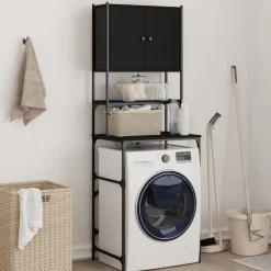 Accessoires Pour Appareils Électroménagers-vidaXL Armoire de machine à laver 68x48,5x194 cm Noir