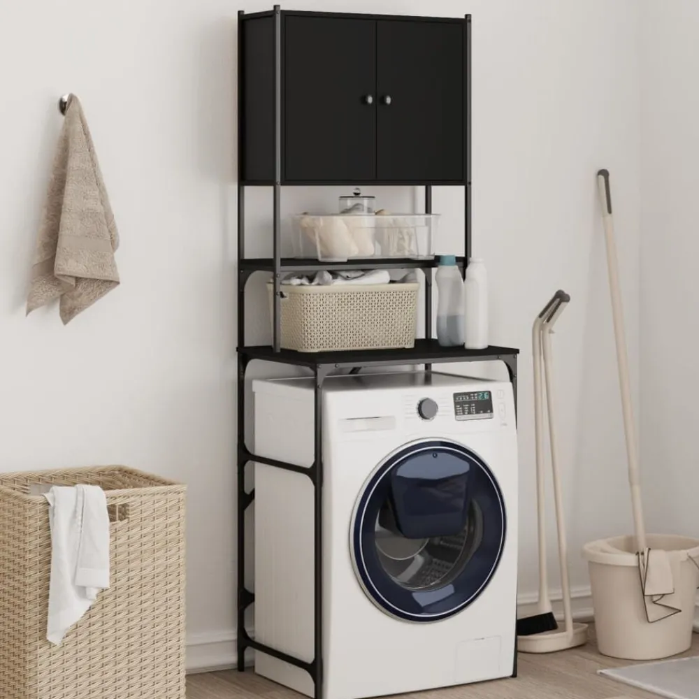 Accessoires Pour Appareils Électroménagers-vidaXL Armoire de machine à laver 68x48,5x194 cm Noir