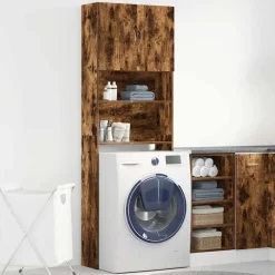 Accessoires Pour Appareils Électroménagers-vidaXL Armoire de machine à laver chêne fumé bois d'ingénierie Ch&ecirc;ne fumé