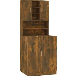 Accessoires Pour Appareils Électroménagers-vidaXL Armoire de machine à laver Chêne fumé Bois d’ingénierie Ch&ecirc;ne fumé