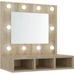 Armoires & Meubles De Rangement-vidaXL Armoire de miroir avec LED Chêne sonoma 60x31,5x62 cm Ch&ecirc;ne sonoma