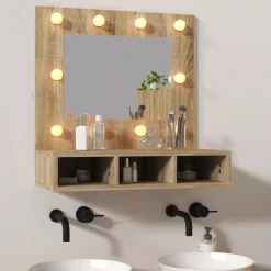 Armoires & Meubles De Rangement-vidaXL Armoire de miroir avec LED Chêne sonoma 60x31,5x62 cm Ch&ecirc;ne sonoma