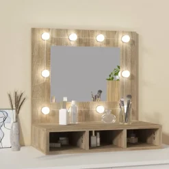 Armoires & Meubles De Rangement-vidaXL Armoire de miroir avec LED Chêne sonoma 60x31,5x62 cm Ch&ecirc;ne sonoma