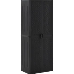 Armoires & Meubles De Rangement-vidaXL Armoire de rangement de jardin 65x45x172 cm PP Rotin Noir