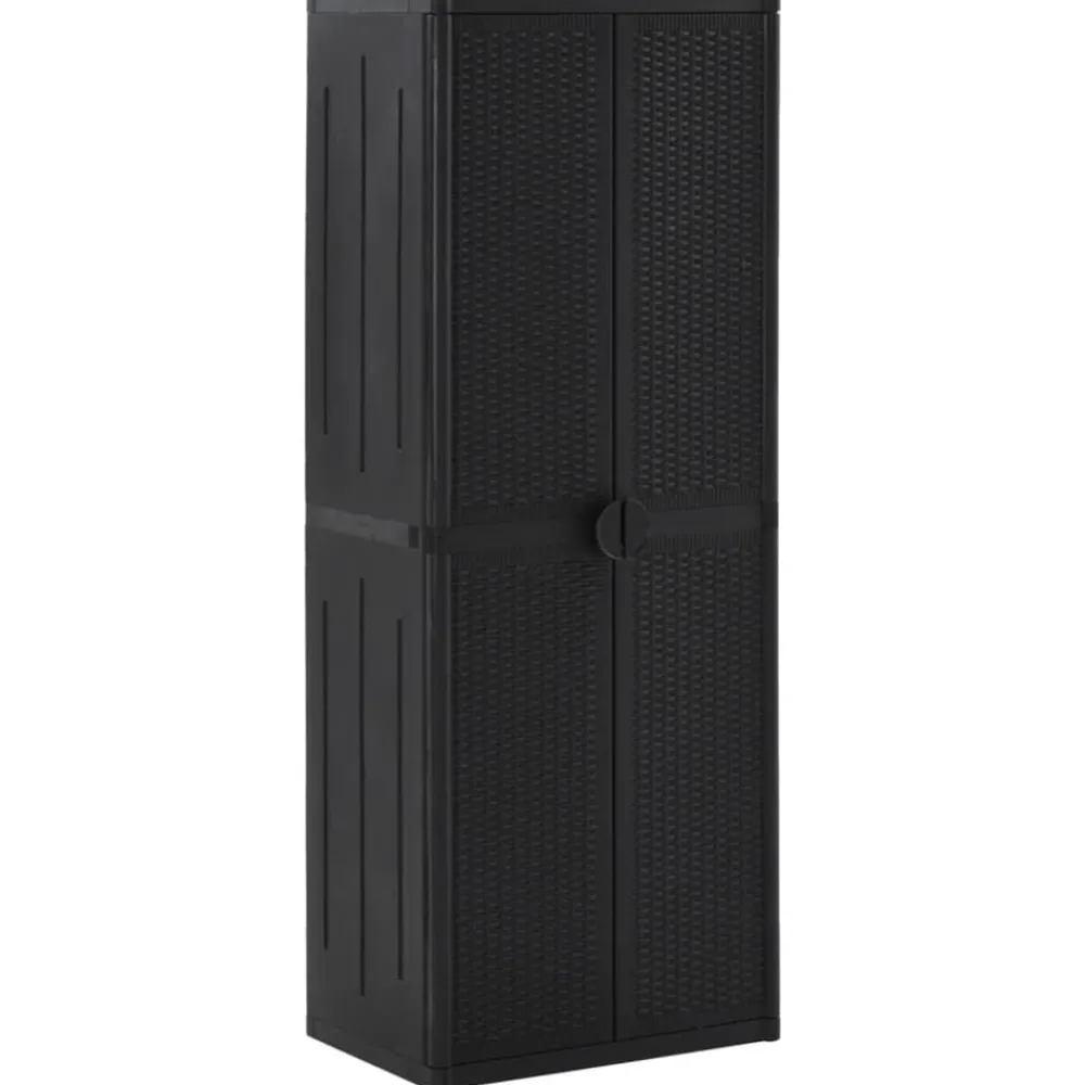Armoires & Meubles De Rangement-vidaXL Armoire de rangement de jardin 65x45x172 cm PP Rotin Noir