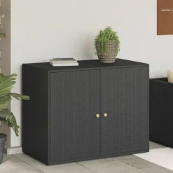 Armoires & Meubles De Rangement-vidaXL Armoire de rangement de jardin 100x55,5x80 cm Résine tressée Noir