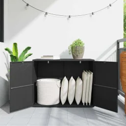 Armoires & Meubles De Rangement-vidaXL Armoire de rangement de jardin 100x55,5x80 cm Résine tressée Noir