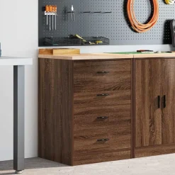Stockage Industriel-vidaXL Armoire de rangement de garage chêne marron 60x51x85cm bois pin Ch&ecirc;ne marron