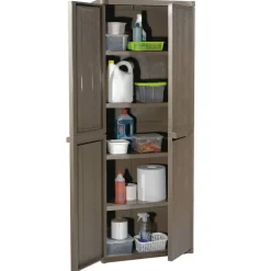vidaXL Armoire de rangement jardin 65x45x172 cm PP Aspect bois
