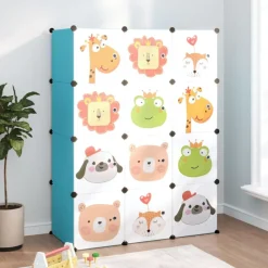 Produits Ménagers-vidaXL Armoire de rangement pour enfants avec 12 cubes PP Bleu
