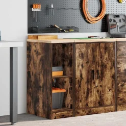 Stockage Industriel-vidaXL Armoire de rangement de garage chêne fumé 30x51x85 cm bois pin Ch&ecirc;ne fumé