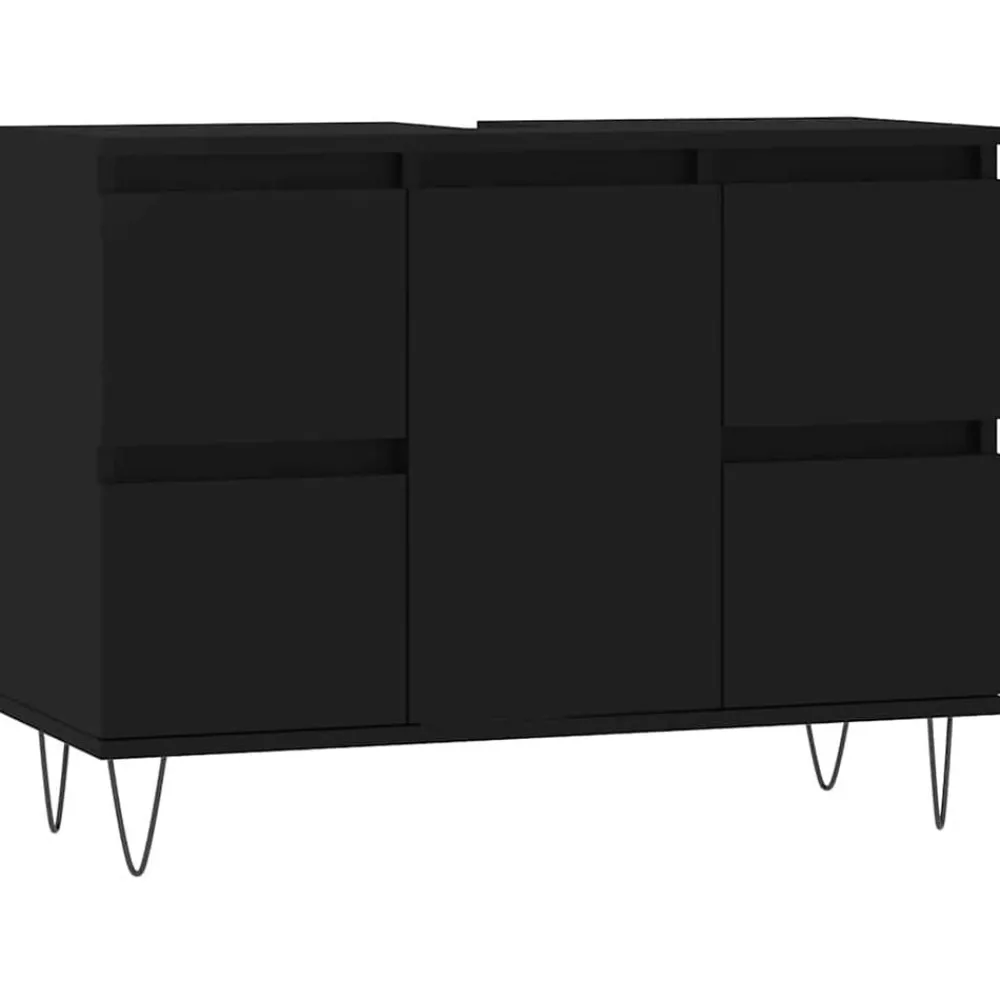 Ensembles De Meubles-vidaXL Armoire de salle de bain 80x33x60 cm bois d'ingénierie Noir