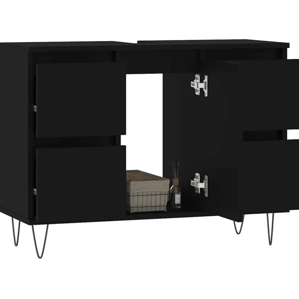 Ensembles De Meubles-vidaXL Armoire de salle de bain 80x33x60 cm bois d'ingénierie Noir