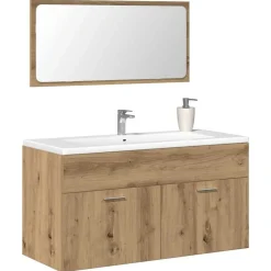 Ensembles De Meubles-vidaXL Armoire de salle de bain avec miroir chêne artisanal ch&ecirc;ne artisanal