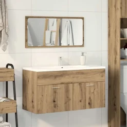 Ensembles De Meubles-vidaXL Armoire de salle de bain avec miroir chêne artisanal ch&ecirc;ne artisanal