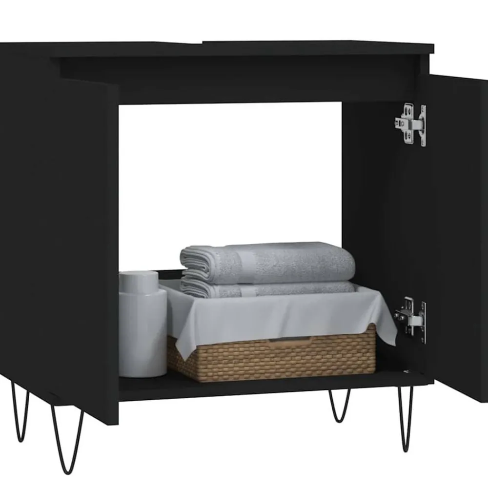 Ensembles De Meubles-vidaXL Armoire de salle de bain 58x33x60 cm bois d'ingénierie Noir