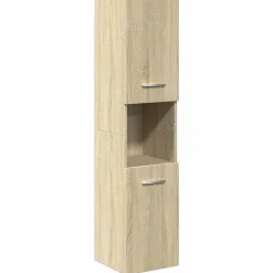 Armoires & Meubles De Rangement-vidaXL Armoire de salle de bain Chêne sonoma 30x30x130 cm Aggloméré Ch&ecirc;ne sonoma