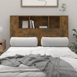 Lits & Accessoires-vidaXL Armoire de tête de lit chêne fumé 120x18,5x102,5 cm Ch&ecirc;ne fumé