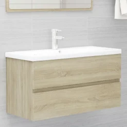 vidaXL Armoire d'évier lavabo intégré chêne sonoma bois d'ingénierie
