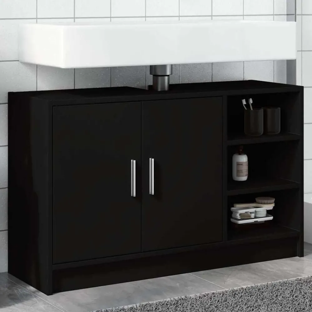 Ensembles De Meubles-vidaXL Armoire d'évier 90x29x55 cm bois d'ingénierie Noir