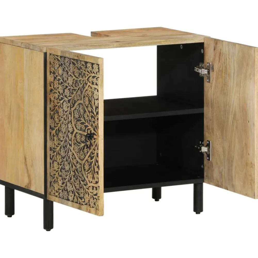 Armoires & Meubles De Rangement-vidaXL Armoire lavabo de salle de bain bois massif de manguier